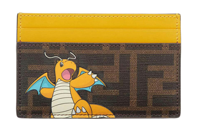 Pre-owned Fendi X Frgmt X Pokemon Ff Fabric Card Holder Yellow