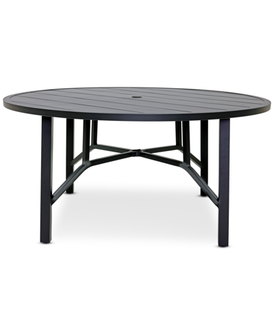 Shop Agio Astaire 60" Round Outdoor Slat Top Dining Table In Dark Brown Aluminum