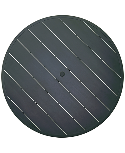 Agio Astaire 60" Round Outdoor Slat Top Dining Table, Created For Macy's In Dark Brown Aluminum
