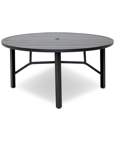 Shop Agio Astaire 60" Round Outdoor Slat Top Dining Table In Dark Brown Aluminum