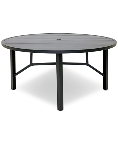 Agio Astaire 60" Round Outdoor Slat Top Dining Table, Created For Macy's In Dark Brown Aluminum