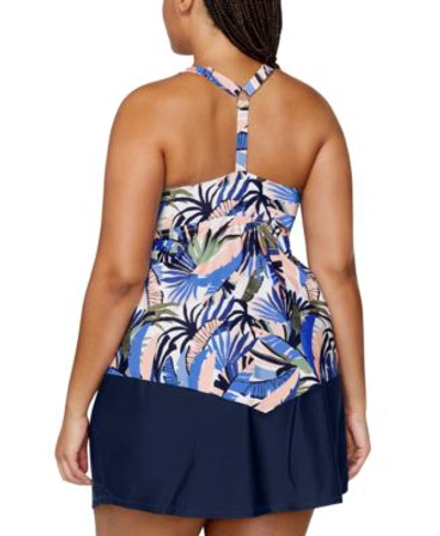 Shop Raisins Curve Plus Size Aviva Tankini Top Matching Swim Skirt In Multicolor