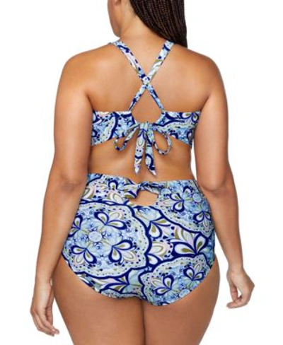 Shop Raisins Curve Trendy Plus Size Via Printed Bikini Top Bottoms In Multicolor
