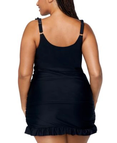 Shop Raisins Curve Plus Size Andressa Tankini Top Matching Swim Skirt In Black