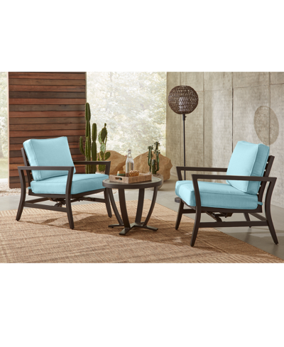 Agio Astaire 24" Round Outdoor Slat Top End Table In Dark Brown Aluminum