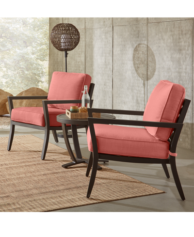 Agio Astaire 24" Round Outdoor Slat Top End Table In Dark Brown Aluminum