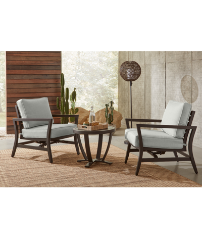 Agio Astaire 24" Round Outdoor Slat Top End Table In Dark Brown Aluminum