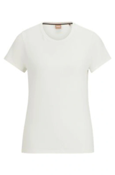 Shop Hugo Boss T-shirt With 3d-structured Knitted Monograms In White