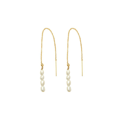 Shop Ayou Jewelry Pearl Threader Earrings In Gold