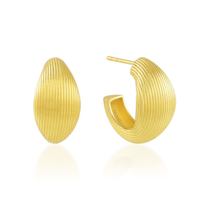 Shop Arvino Eligible Striated Hoops Gold Vermeil