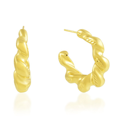 Shop Arvino Textured Twisted Hoops Gold Vermeil