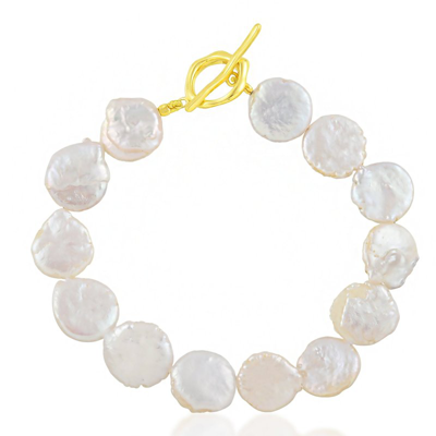Shop Arvino Baroque Pearl Disc Bracelet Gold Vermeil