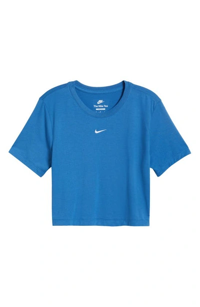 Shop Nike Sportswear Essential Slim Crop Top In Star Blue