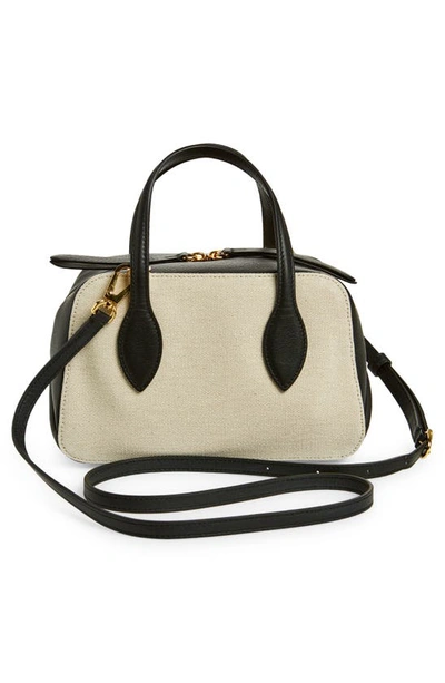 Shop Khaite The Small Maeve Canvas & Leather Crossbody Bag In Black / Natural
