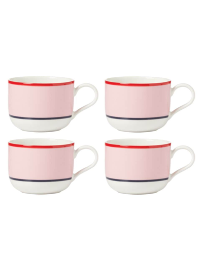 Shop Kate Spade Make It Pop 4-piece Mugs Set In Pink