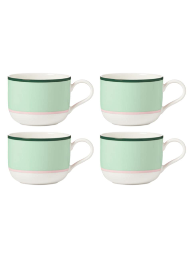 Shop Kate Spade Make It Pop 4-piece Mugs Set In Green