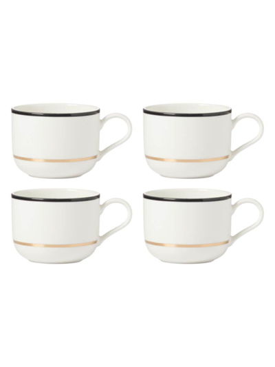 Shop Kate Spade Make It Pop 4-piece Mugs Set In White