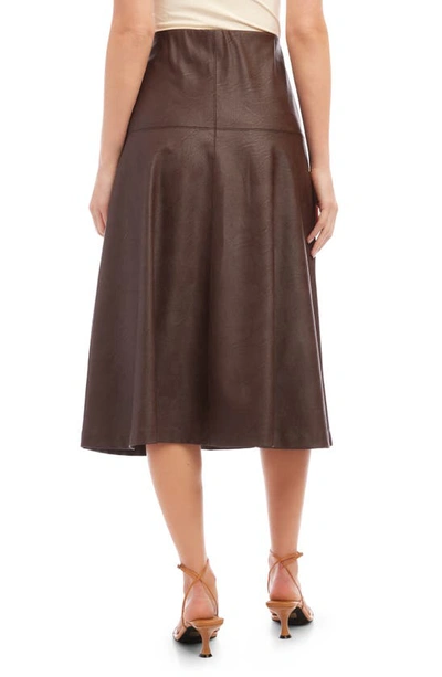 Shop Karen Kane Faux Leather A-line Midi Skirt In Brown