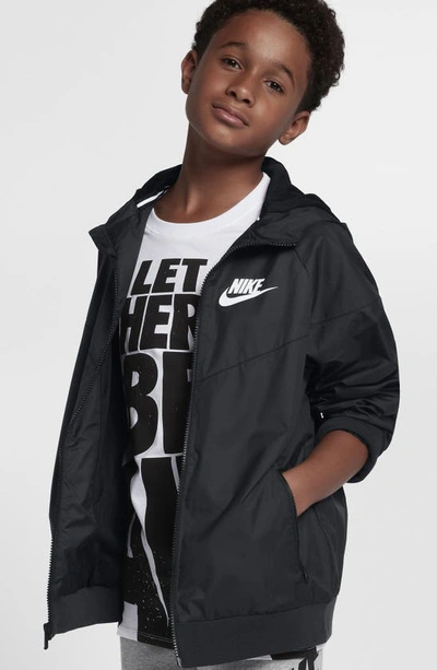 Shop Nike Windrunner Water Resistant Hooded Jacket In Black/ White
