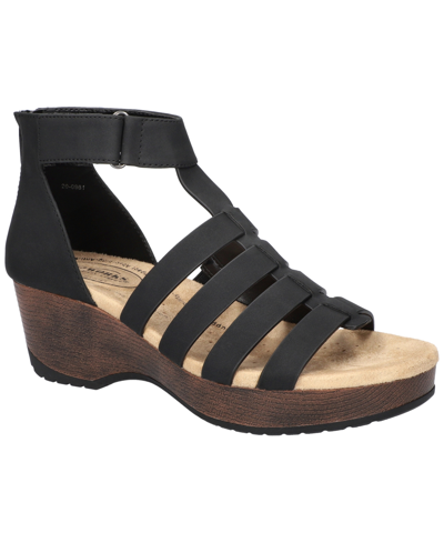 Shop Easy Street Women's Runa Zip Slip Resistant Wedge Sandals In Black