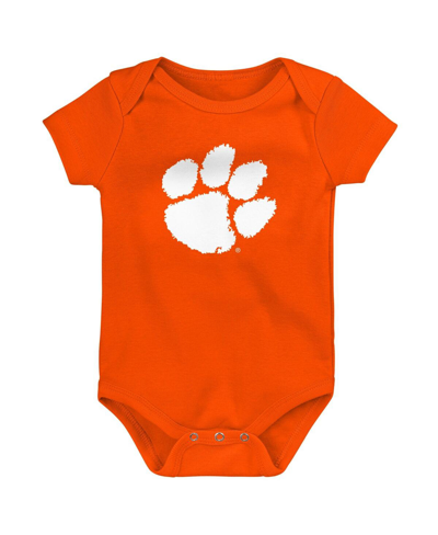 Outerstuff Infant Boys And Girls Orange, Purple, Heathered Gray Clemson Tigers 3-pack Game On Bodysuit Set In Orange