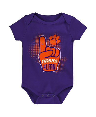 Outerstuff Infant Boys And Girls Orange, Purple, Heathered Gray Clemson Tigers 3-pack Game On Bodysuit Set In Orange