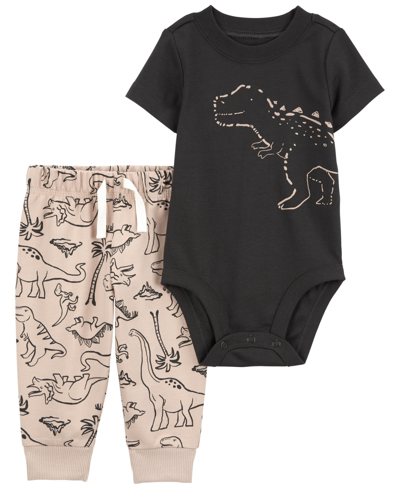 Shop Carter's Baby Boys Dinosaur Bodysuit And Pants, 2 Piece Set In Green