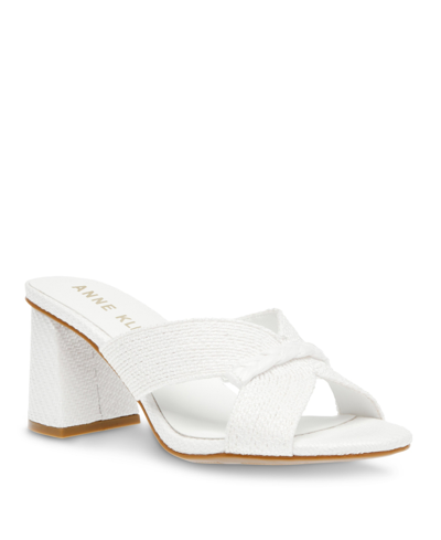 Shop Anne Klein Women's Atlas Dress Heel Sandals In White Raffia