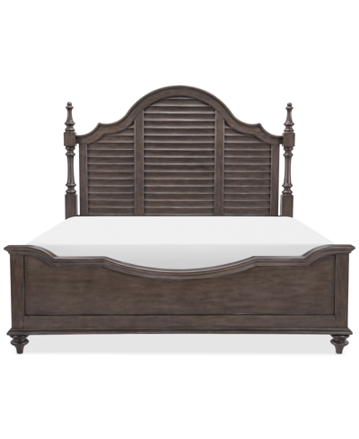 Shop Macy's Mandeville Louvered King Bed In Brown