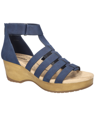 Shop Easy Street Women's Runa Zip Slip Resistant Wedge Sandals In Navy