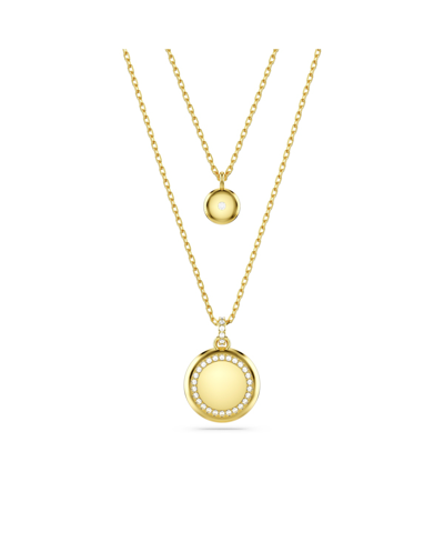 Swarovski White, Rhodium Plated Or Rose-gold Tone Or Gold-tone Meteora Layered Pendant Necklace In Gold