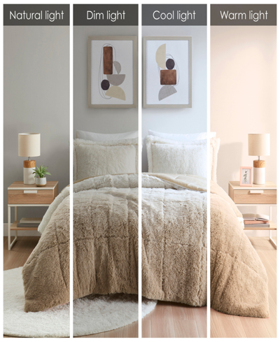 Intelligent Design Brielle Ombre Shaggy Faux Fur 3-pc. Comforter Set, Full/queen In Natural