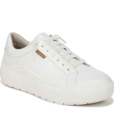 Dr. Scholl's Women's Time Off Go Closed Round Toe Lace Up Platform Sneakers In White Faux Leather