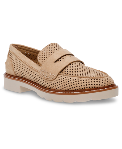 Shop Anne Klein Women's Elia Perf Loafers In Natural Microsuede Perforated
