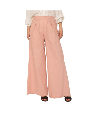 Shop Standards & Practices Women's High Rise Wide Leg Linen Lounge Pants In Medium Pink