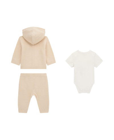 Shop Guess Baby Boys Take Me Home Sweater, Pants And Bodysuit Set, 3 Piece Set In Stone