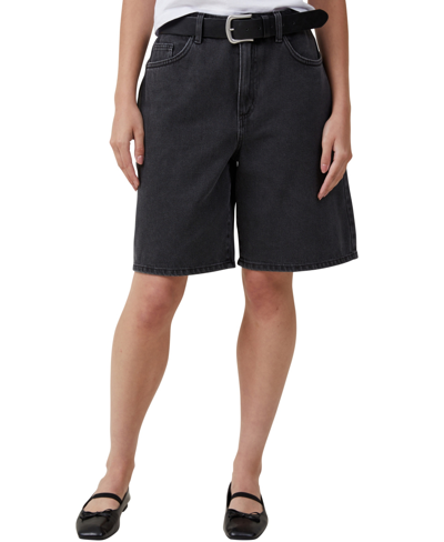 Shop Cotton On Women's Super Baggy Denim Jort Shorts In Graphite Black