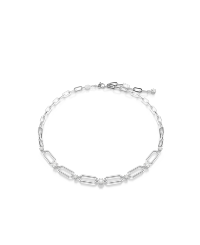 Swarovski White, Gold-tone Or Rhodium Plated Dextera Necklace In Silver