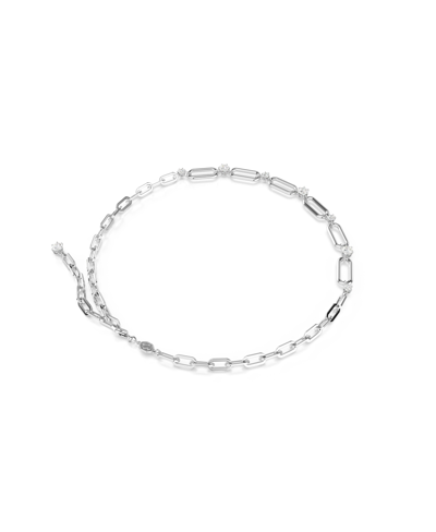 Swarovski White, Gold-tone Or Rhodium Plated Dextera Necklace In Silver