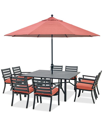 Shop Agio Astaire Outdoor 9-pc Dining Set (64" Square Table + 8 Dining Chairs) In Peony Brick Red