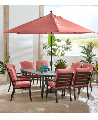 Shop Agio Astaire Outdoor 9-pc Dining Set (64" Square Table + 8 Dining Chairs) In Peony Brick Red