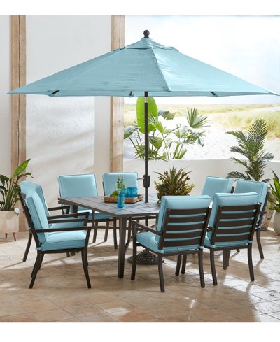 Shop Agio Astaire Outdoor 9-pc Dining Set (64" Square Table + 8 Dining Chairs) In Peony Brick Red