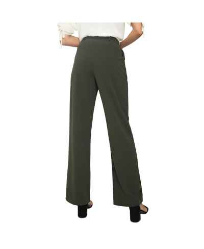 Shop Standards & Practices Women's Pin Tuck Stretch Crepe Wide Leg Trouser In Dark Green