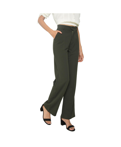 Shop Standards & Practices Women's Pin Tuck Stretch Crepe Wide Leg Trouser In Dark Green