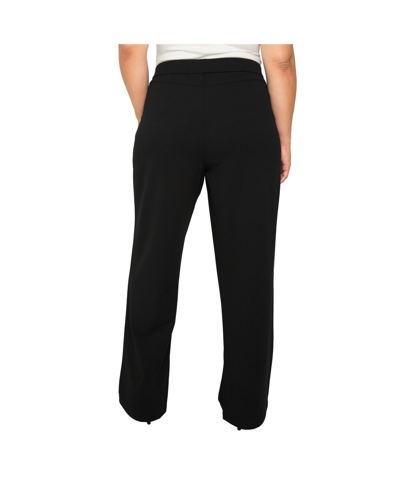 Shop Standards & Practices Women's Plus Size High Waist Stretch Crepe Pants In Black