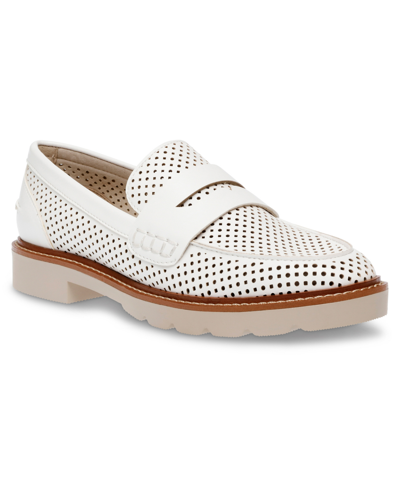 Shop Anne Klein Women's Elia Perf Loafers In White Perforated