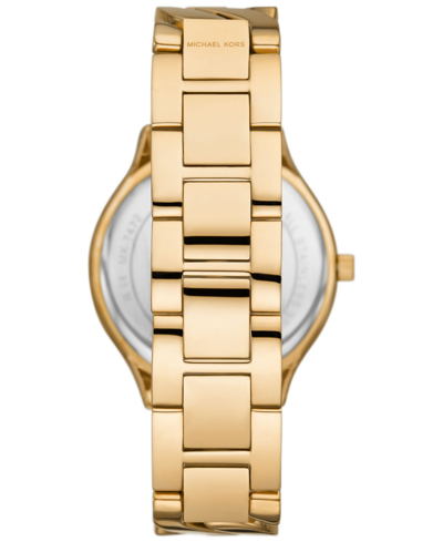 Shop Michael Kors Women's Slim Runway Three-hand Gold-tone Stainless Steel Watch 38mm