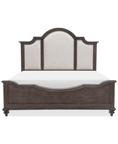 Shop Macy's Mandeville Upholstered Queen Bed In Brown