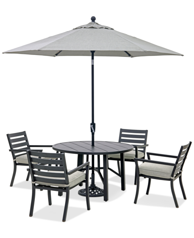 Agio Astaire Outdoor 5-pc Dining Set (48" Round Table + 4 Dining Chairs), Created For Macy's In Oyster Light Grey