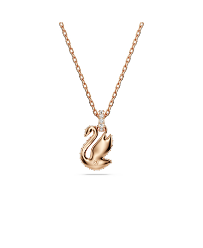 Shop Swarovski Swan, Small, Black, Rose Gold-tone Iconic Swan Pendant Necklace